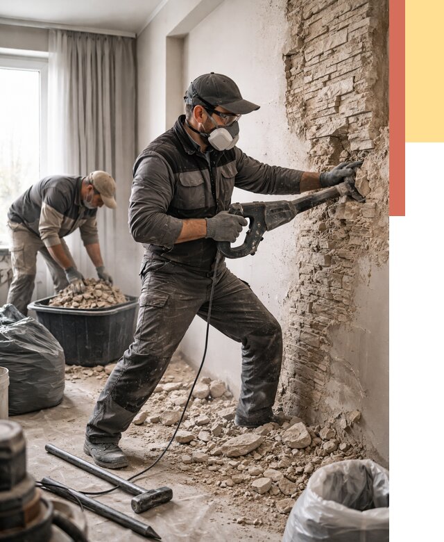 Демонтаж декоративного камня в Якутске от 1510 руб/м² — быстро и недорого | ОТДЕЛОЧНИК-Ктс