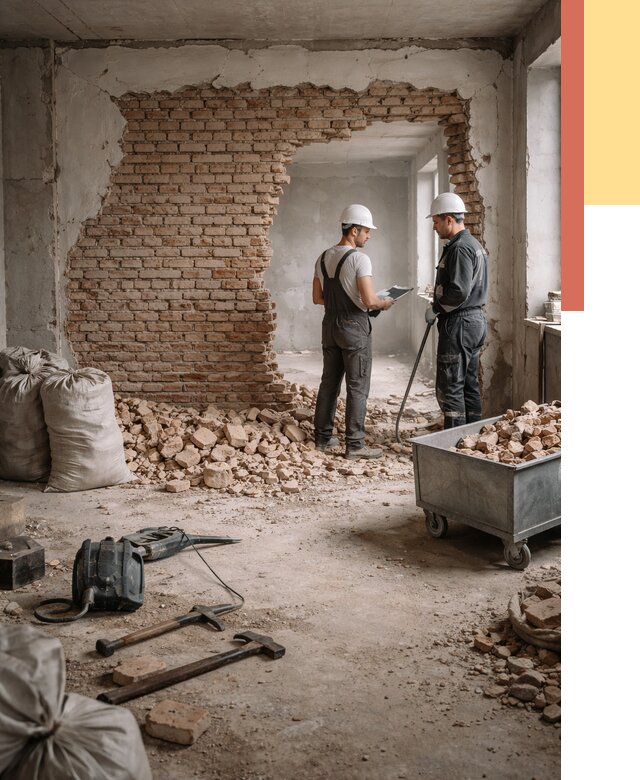 Демонтаж кирпичных стен в Якутске от 4374 руб. — быстро, недорого, под ключ | ОТДЕЛОЧНИК-Ктс