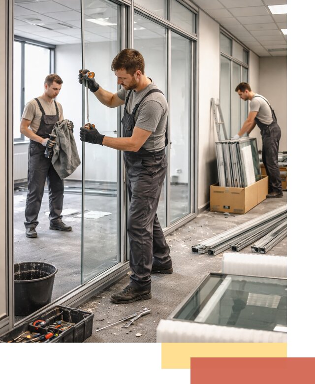 Демонтаж стеклянных перегородок в Якутске быстро и безопасно