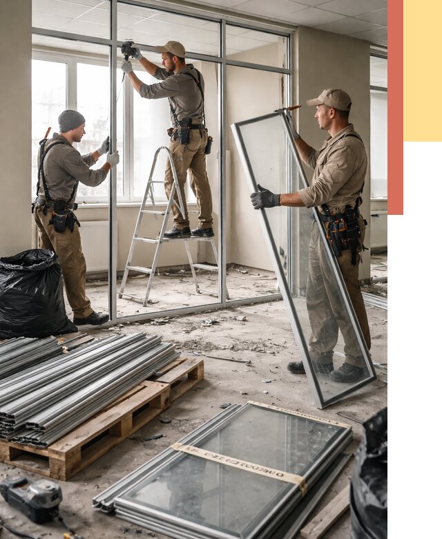 Демонтаж алюминиевых перегородок в Якутске от 4374 руб. — быстро и недорого | ОТДЕЛОЧНИК-Ктс