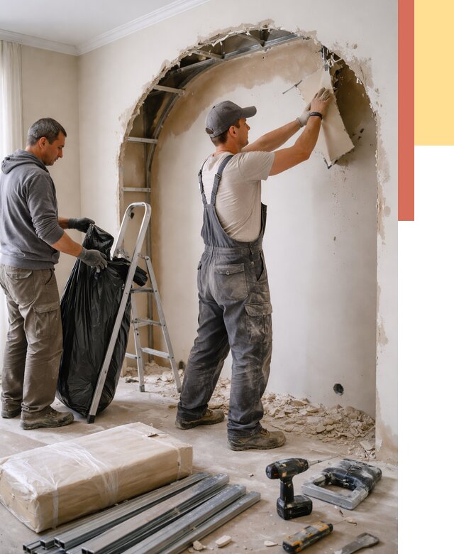 Демонтаж арки из гипсокартона в Якутске от 3645 руб. — услуги под ключ | ОТДЕЛОЧНИК-Ктс