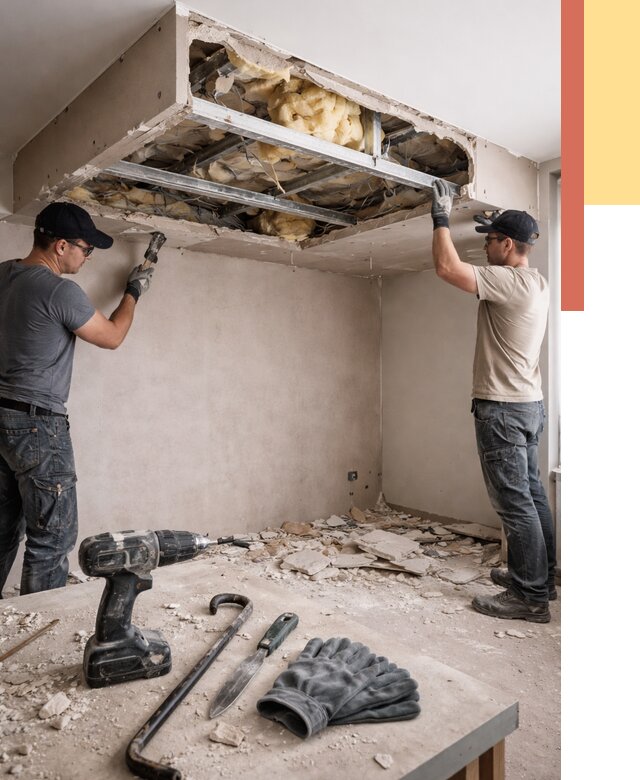 Демонтаж короба из гипсокартона в Якутске от 1583 руб. — быстро и недорого | ОТДЕЛОЧНИК-Ктс