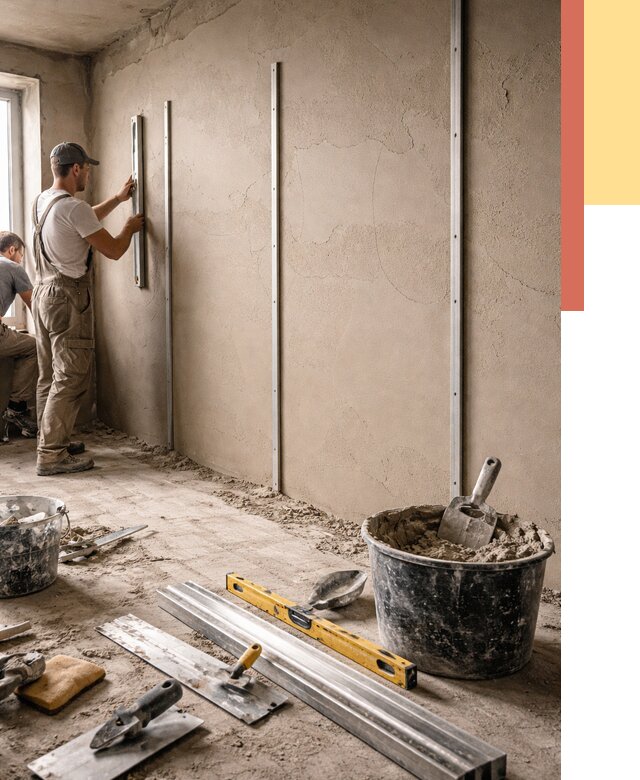 Штукатурка стен по маякам в Якутске от 5728 руб./м² — выравнивание под ключ | ОТДЕЛОЧНИК-Ктс