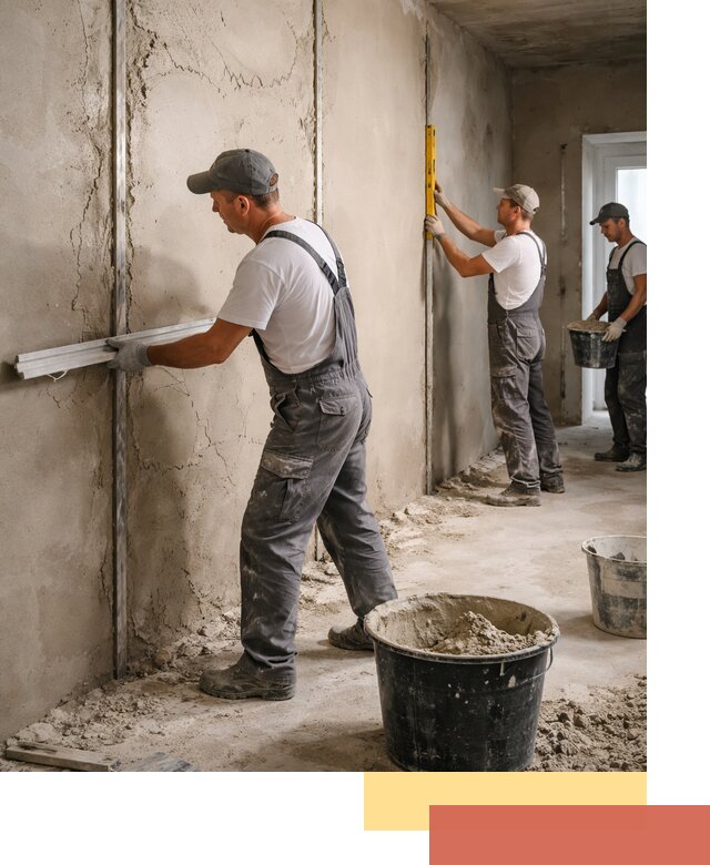 Штукатурка стен по маякам в Якутске — точная и ровная поверхность