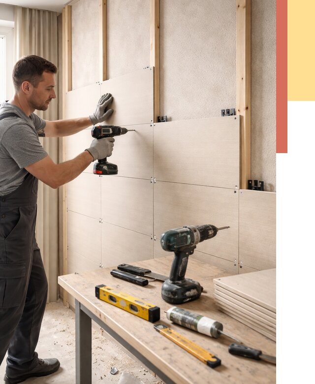 Монтаж МДФ панелей на стены в Якутске от 1302 руб. под ключ | ОТДЕЛОЧНИК-Ктс