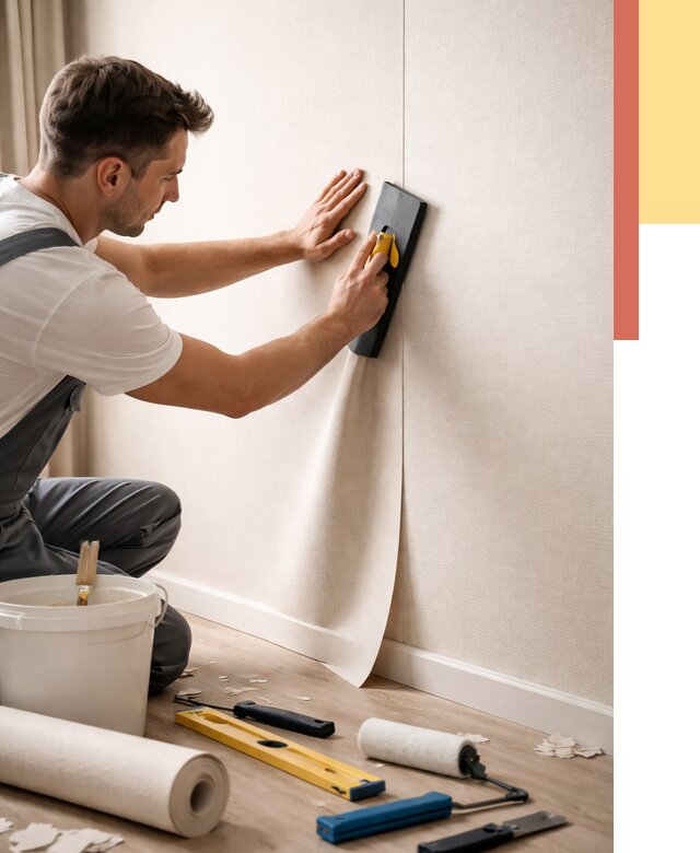 Поклейка виниловых обоев в Якутске от 4687 руб. | Быстро и недорого — ОТДЕЛОЧНИК-Ктс