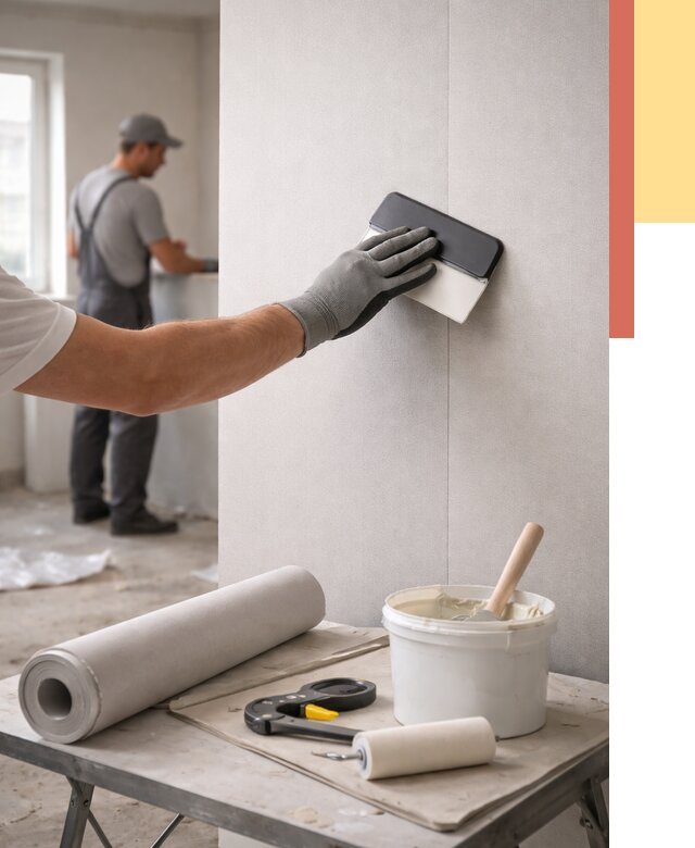 Поклейка обоев под покраску в Якутске от 3645 руб. за м2 | ОТДЕЛОЧНИК-Ктс