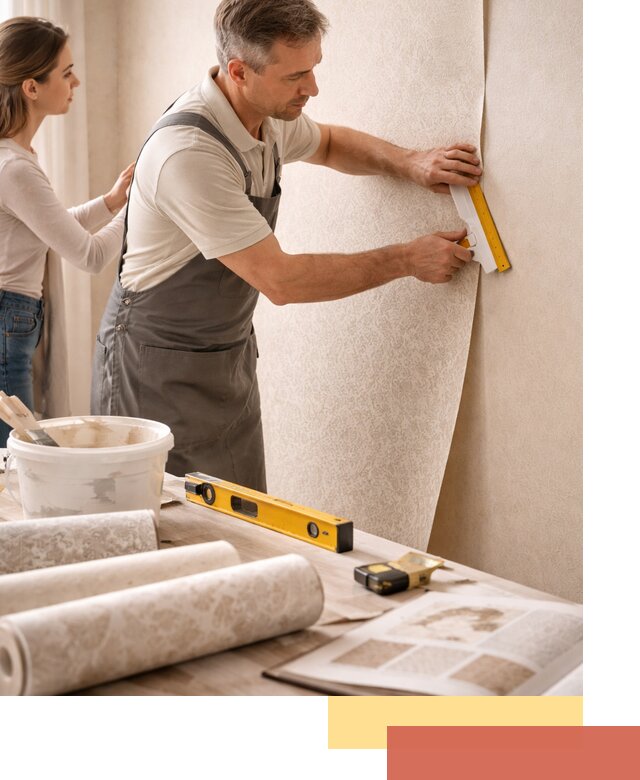 Поклейка обоев с подбором рисунка в Якутске