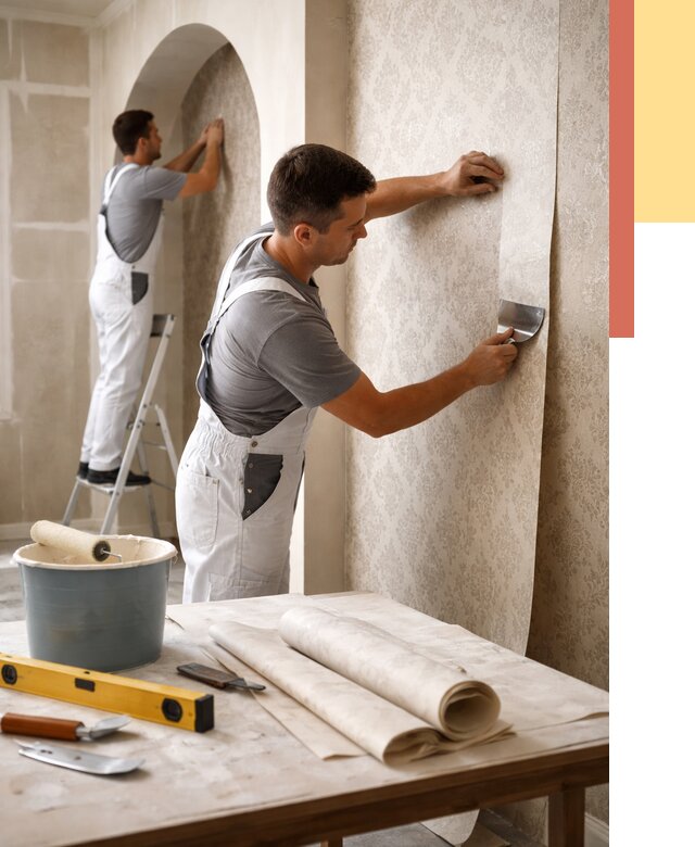 Поклейка обоев на сложные стены в Якутске от 2916 руб. под ключ | ОТДЕЛОЧНИК-Ктс