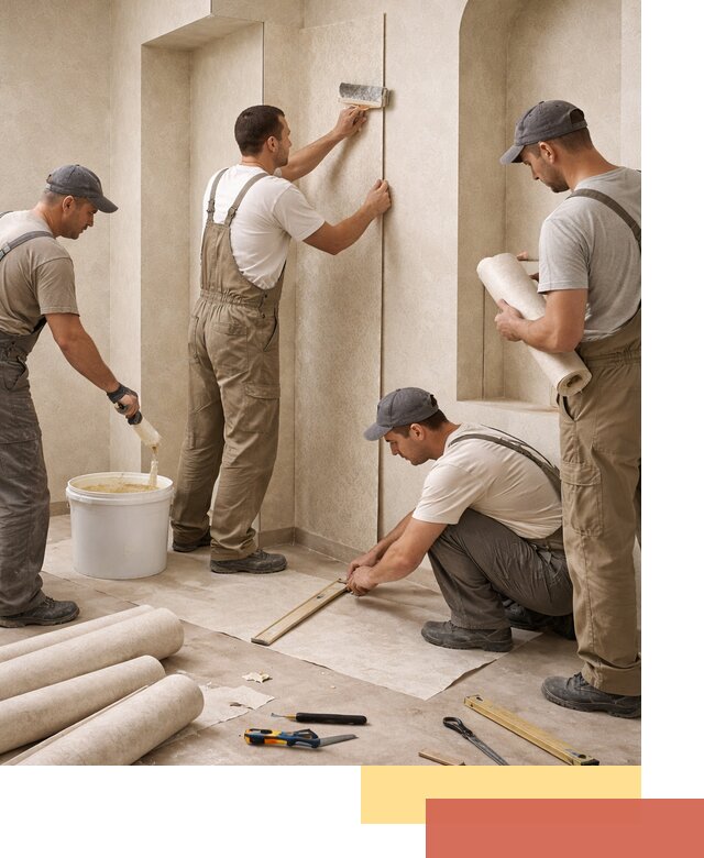 Поклейка обоев на сложные стены и неровные поверхности в Якутске