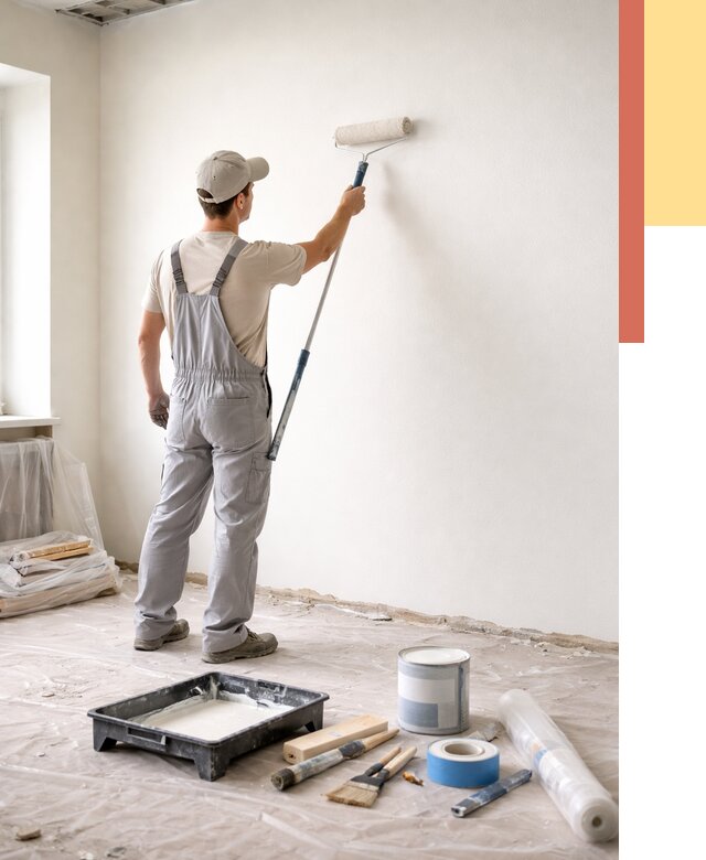 Покраска стен водоэмульсионной краской в Якутске от 469 руб. за м² | ОТДЕЛОЧНИК-Ктс