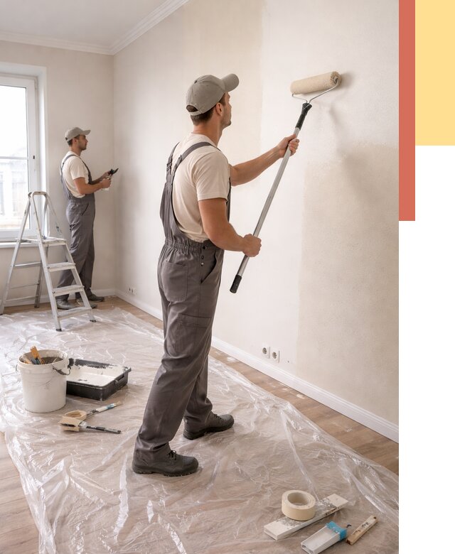 Покраска стен акриловой краской в Якутске от 3645 руб./м² — быстро и недорого | ОТДЕЛОЧНИК-Ктс