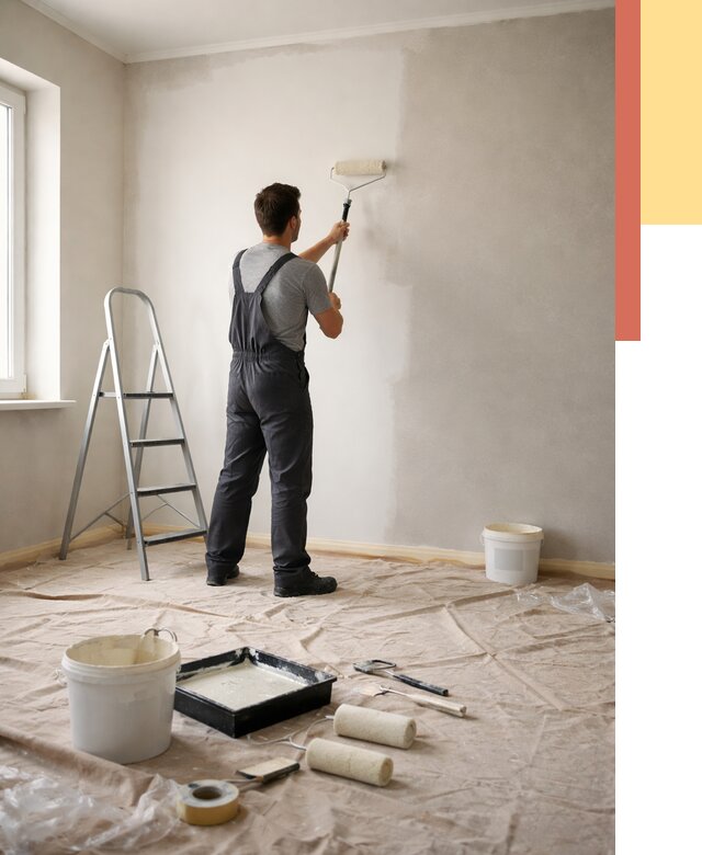 Покраска стен моющейся краской в Якутске от 365 руб./м² — быстро и недорого | ОТДЕЛОЧНИК-Ктс