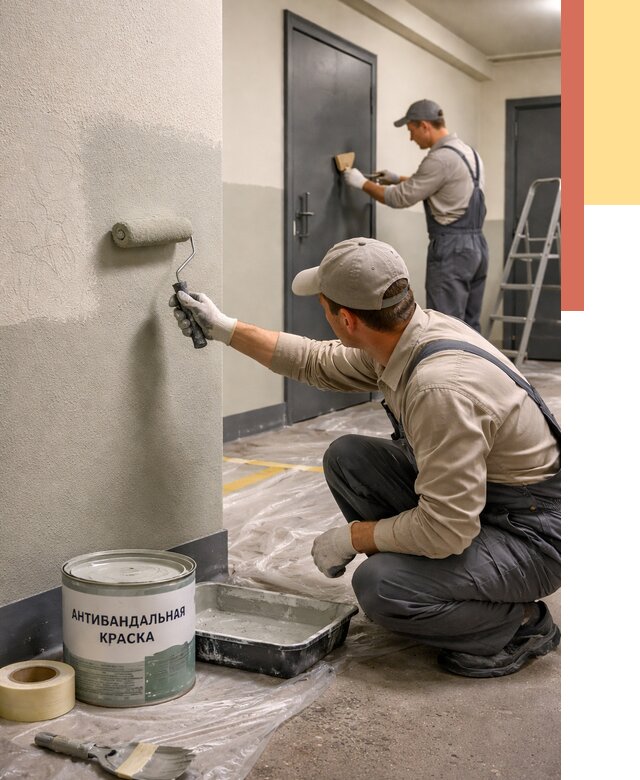Покраска стен антивандальной краской в Якутске от 4687 руб./м² под ключ | ОТДЕЛОЧНИК-Ктс