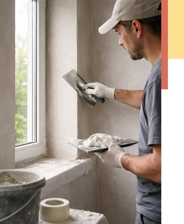 Штукатурка откосов в Якутске от 4687 руб/м² — услуги и выравнивание под ключ | ОТДЕЛОЧНИК-Ктс