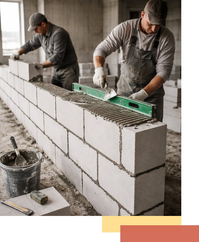 Кладка перегородок из газобетона в Якутске быстро и качественно