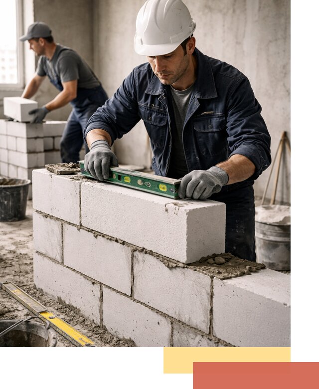 Кладка перегородок из пеноблока под ключ в Якутске