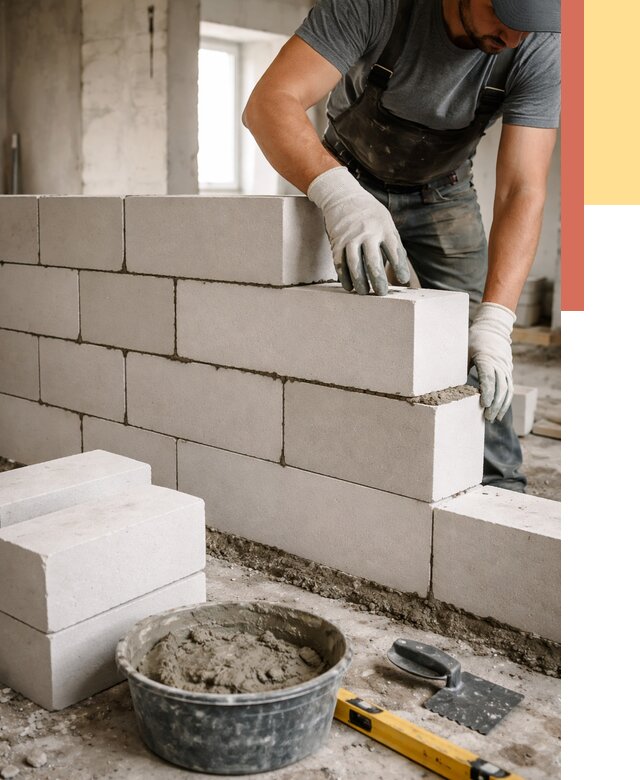 Кладка перегородок из силикатного блока в Якутске от 4166 руб. под ключ | ОТДЕЛОЧНИК-Ктс