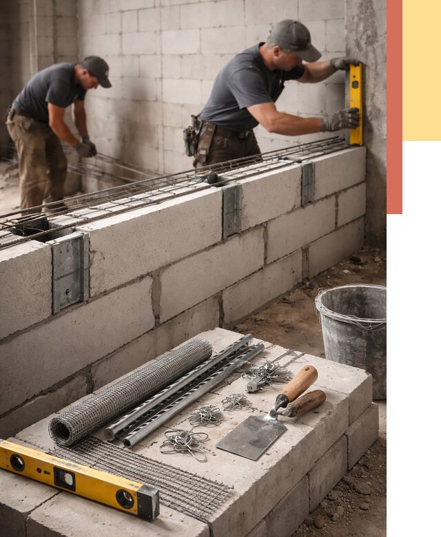 Армирование кладки перегородок в Якутске от 781 руб. под ключ | ОТДЕЛОЧНИК-Ктс
