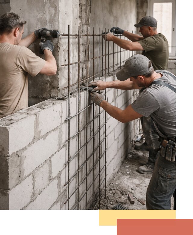 Армирование кладки перегородок в Якутске профессионально и надёжно