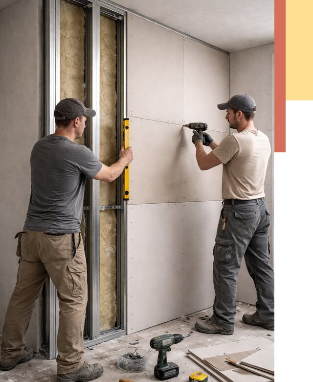 Монтаж двухслойной перегородки из гипсокартона в Якутске от 1510 руб. | ОТДЕЛОЧНИК-Ктс