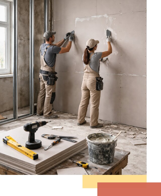 Монтаж двухслойной перегородки из гипсокартона в Якутске