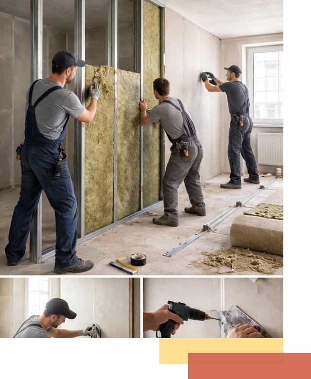 Перегородка из гипсокартона с шумоизоляцией в Якутске — монтаж под ключ