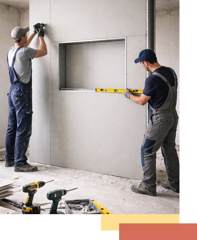 Перегородка из гипсокартона с нишей под декор в Якутске