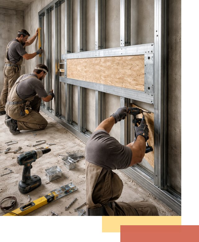 Усиленная перегородка для крепления тяжёлых конструкций в Якутске