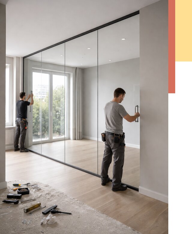 Изготовление стеклянных перегородок в Якутске от 12863 руб. под ключ | ОТДЕЛОЧНИК-Ктс