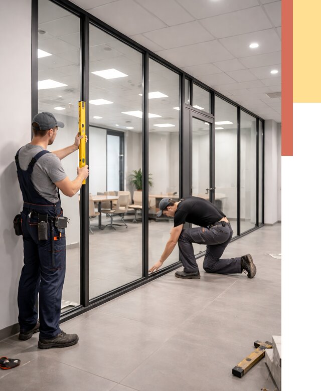 Каркасные стеклянные перегородки в Якутске под ключ от 9582 руб. | ОТДЕЛОЧНИК-Ктс