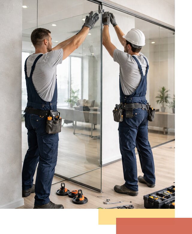 Безрамные стеклянные перегородки под ключ в Якутске