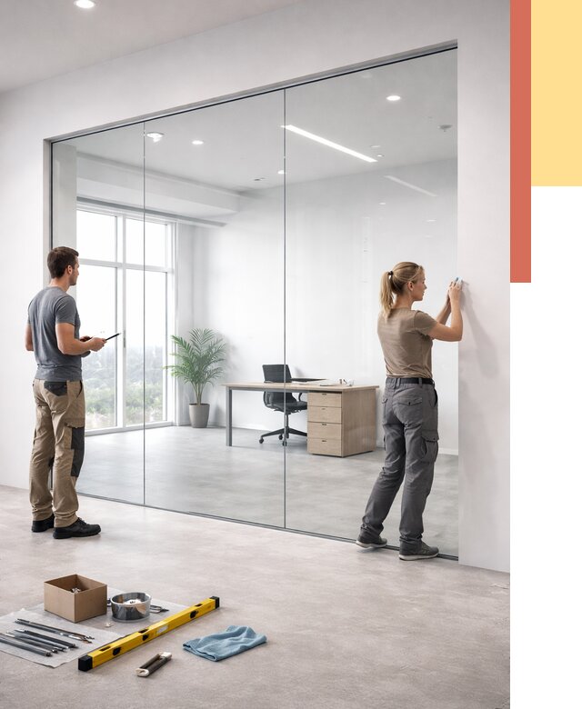 Перегородки из закаленного стекла в Якутске от 9894 руб. под ключ | ОТДЕЛОЧНИК-Ктс