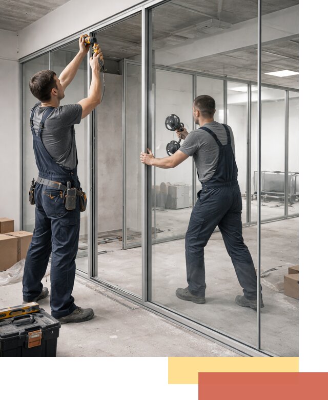 Алюминиевые перегородки со стеклом в Якутске — изготовление и монтаж