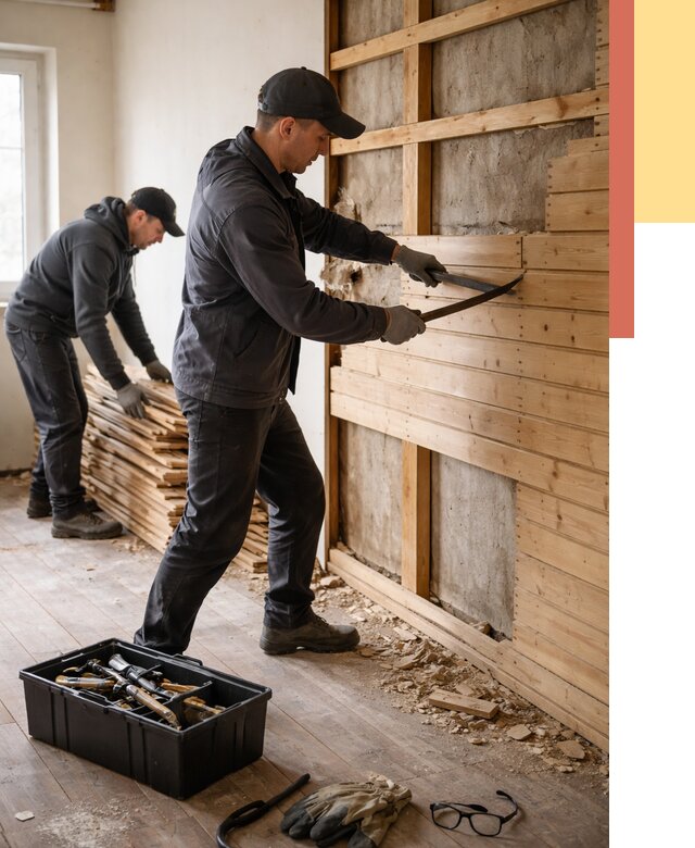 Демонтаж вагонки в Якутске от 3958 руб/м2 — быстро и недорого | ОТДЕЛОЧНИК-Ктс