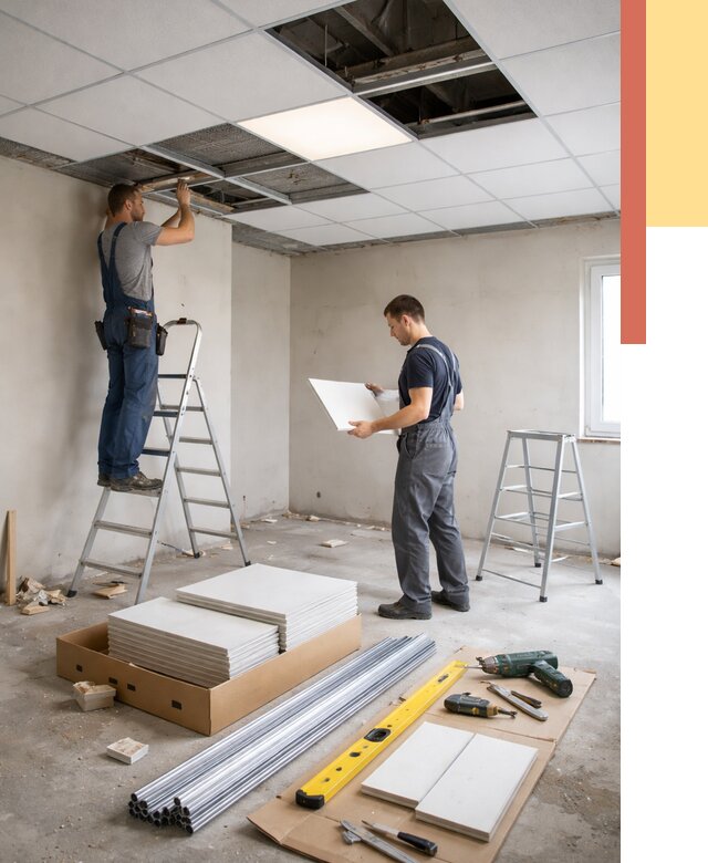 Монтаж потолка армстронг в Якутске от 4687 руб/м2 — быстрая установка под ключ | ОТДЕЛОЧНИК-Ктс