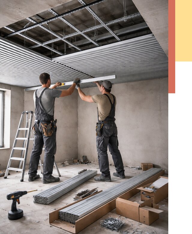 Монтаж реечного потолка в Якутске от 4687 руб. под ключ | ОТДЕЛОЧНИК-Ктс