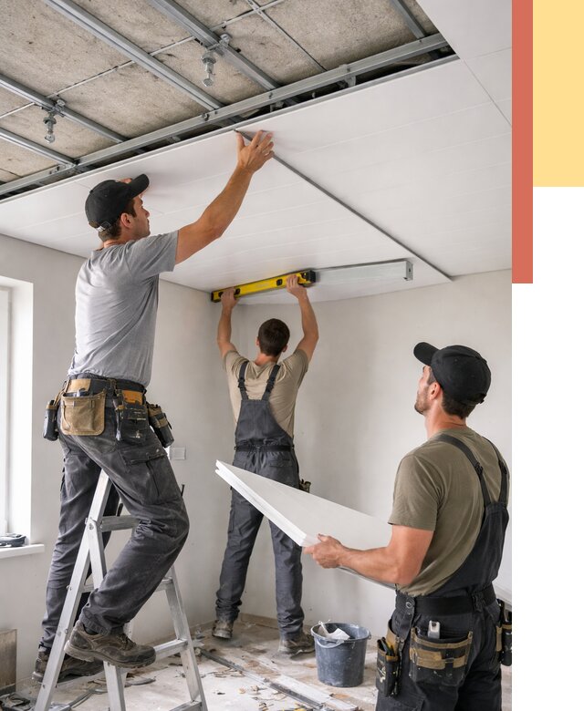 Монтаж потолка из ПВХ панелей в Якутске от 3645 руб./м2 — быстро и недорого | ОТДЕЛОЧНИК-Ктс