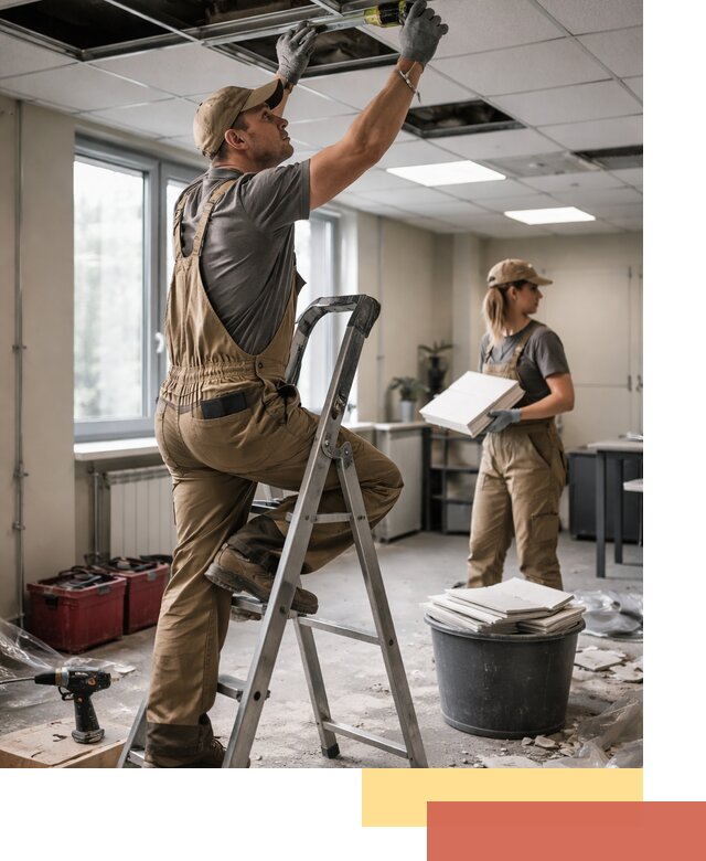 Ремонт потолка Армстронг и замена плит в Якутске