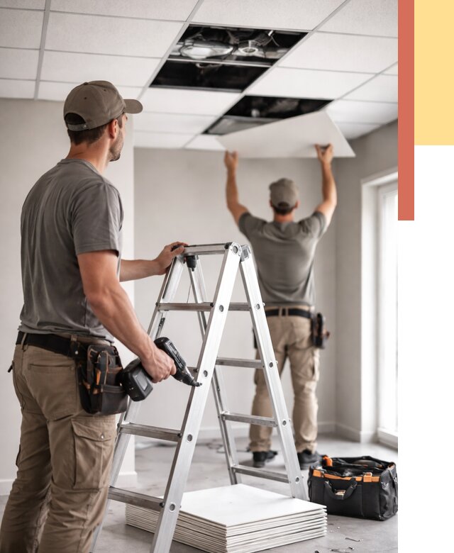 Обслуживание подвесного потолка в Якутске от 3645 руб. — быстро и недорого | ОТДЕЛОЧНИК-Ктс