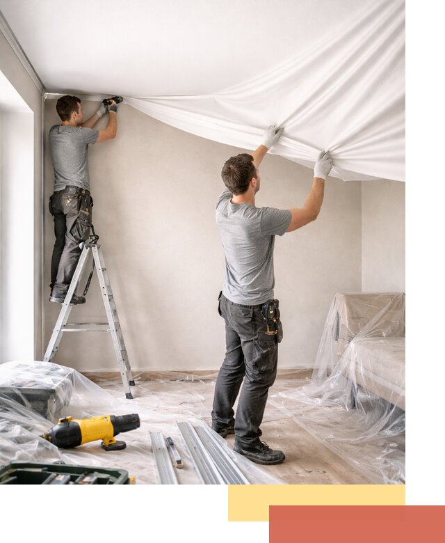 Монтаж тканевого натяжного потолка в Якутске недорого и быстро