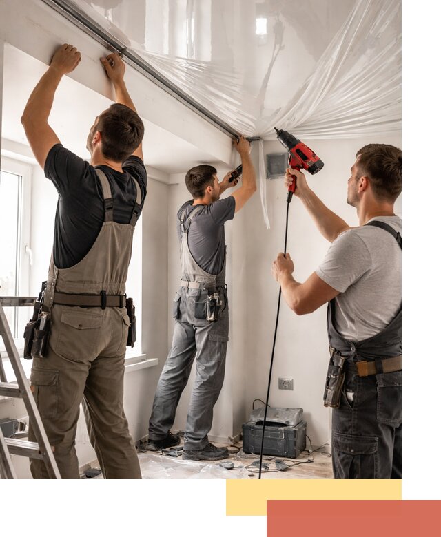 Монтаж глянцевого натяжного потолка в Якутске быстро и качественно