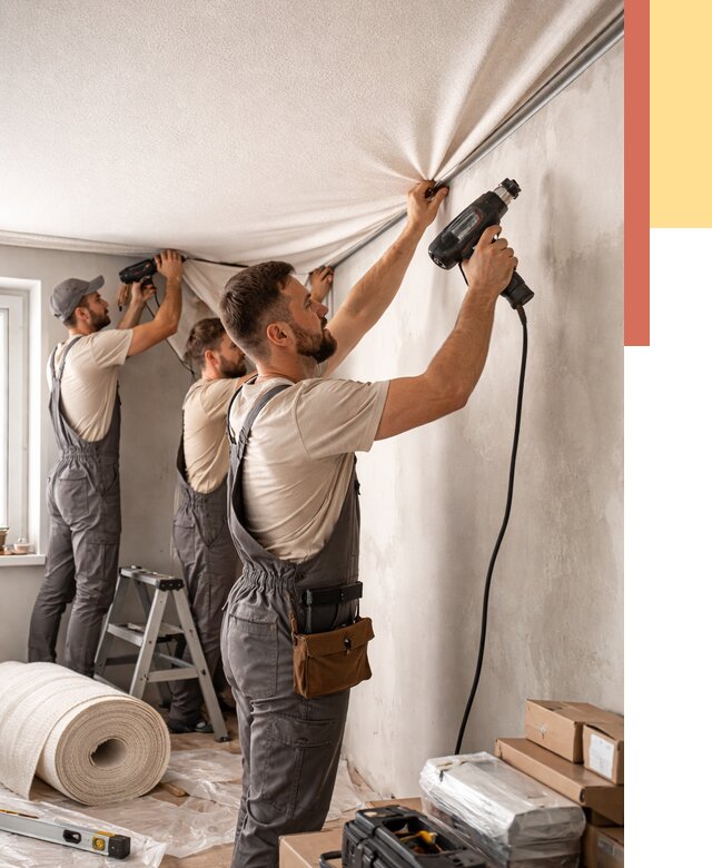 Монтаж фактурного натяжного потолка в Якутске от 781 руб. — ОТДЕЛОЧНИК-Ктс