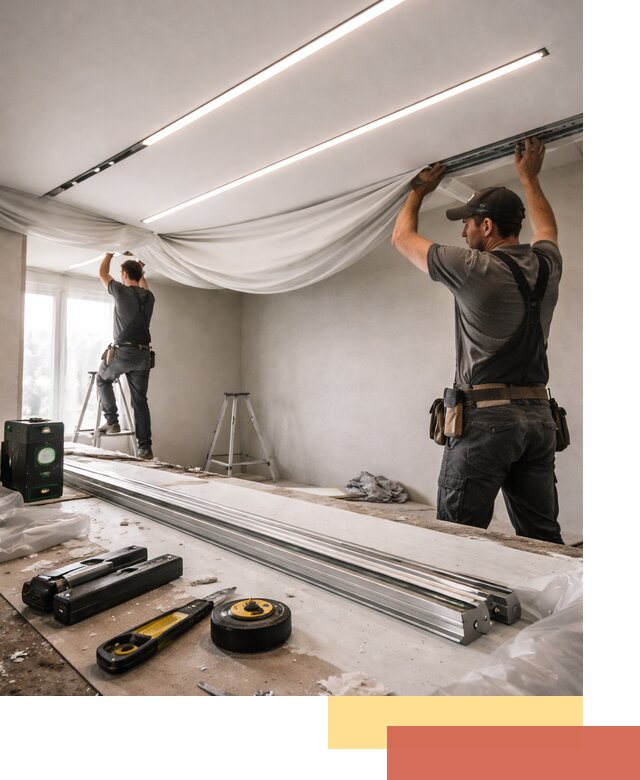 Монтаж натяжных потолков со световыми линиями в Якутске