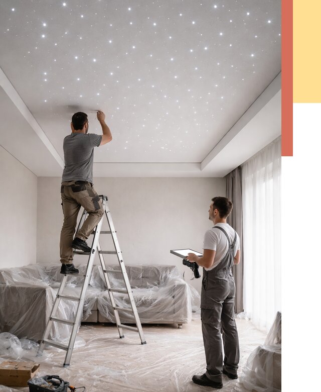 Монтаж натяжного потолка «звездное небо» в Якутске от 6770 руб. | ОТДЕЛОЧНИК-Ктс