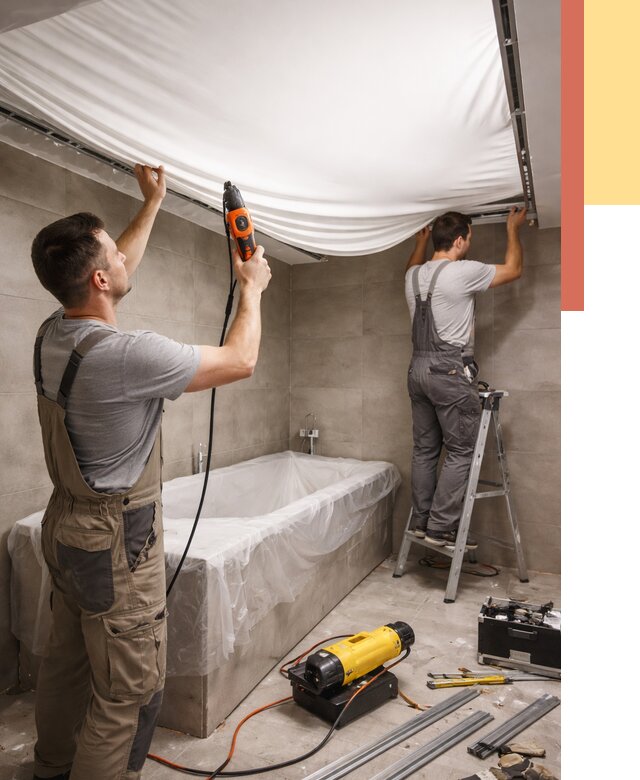 Монтаж натяжного потолка в ванной в Якутске от 1250 руб. под ключ | ОТДЕЛОЧНИК-Ктс