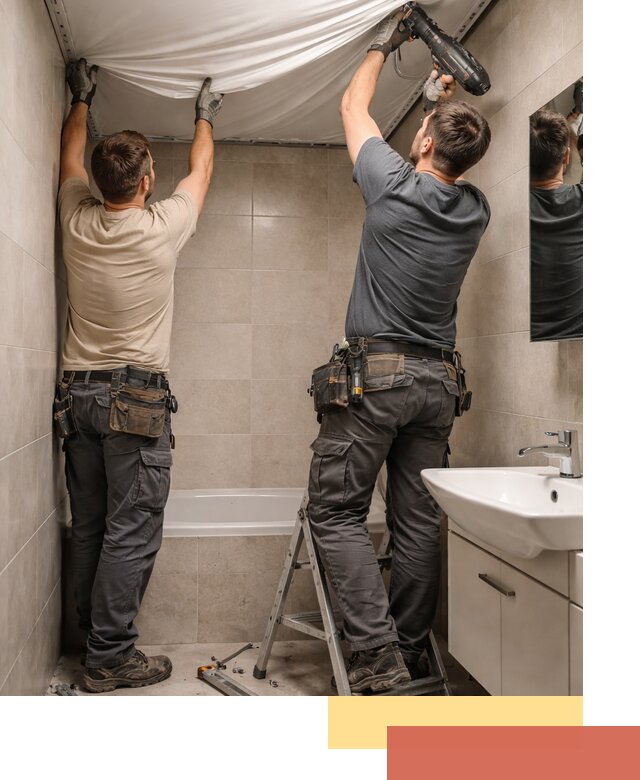 Монтаж натяжного потолка в ванной в Якутске быстро и качественно