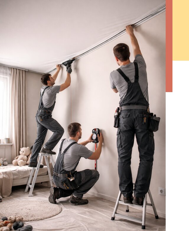 Монтаж натяжного потолка в детской в Якутске от 3645 руб. — быстро и недорого | ОТДЕЛОЧНИК-Ктс