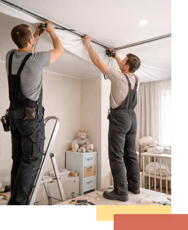 Монтаж натяжного потолка в детской комнате в Якутске