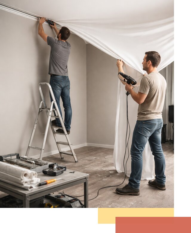 Монтаж натяжного потолка в студии в Якутске